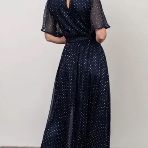 NWT Baltic Born Blue and Silver Speckle Short Sleeve Grace Sparkle Maxi Dress - Picture 5 of 9